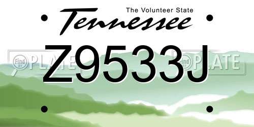 Z9533J Tennessee License Plate