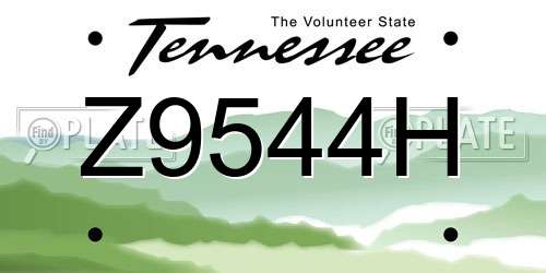 Z9544H Tennessee License Plate