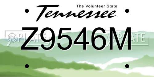 Z9546M Tennessee License Plate
