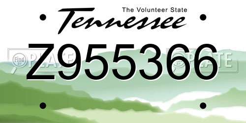 Z955366 Tennessee License Plate