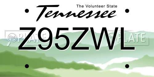 Z95ZWL Tennessee License Plate