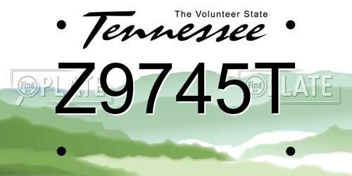 Z9745T Tennessee License Plate