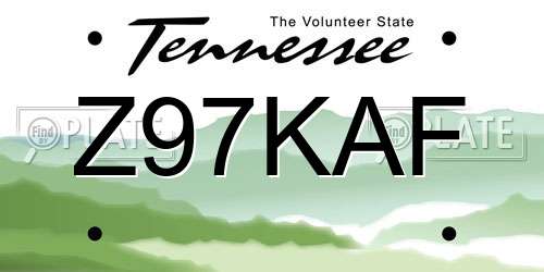 Z97KAF Tennessee License Plate