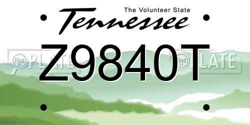 Z9840T Tennessee License Plate