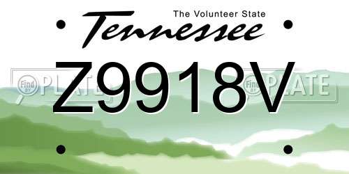 Z9918V Tennessee License Plate