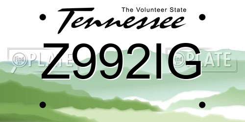 Z992IG Tennessee License Plate