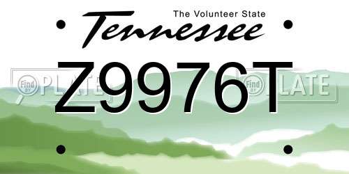 Z9976T Tennessee License Plate