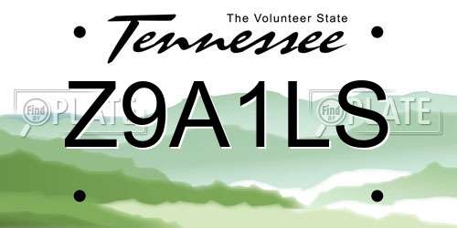 Z9A1LS Tennessee License Plate