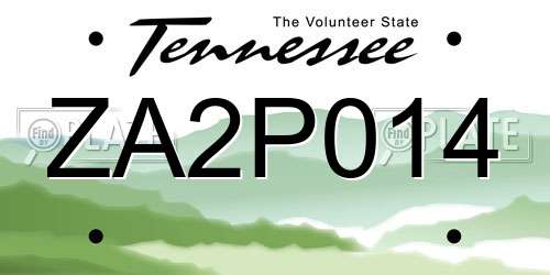 ZA2P014 Tennessee License Plate
