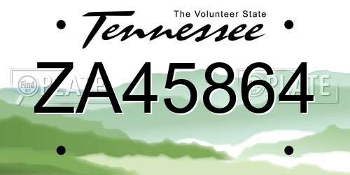ZA45864 Tennessee License Plate