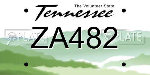 ZA482 Tennessee License Plate