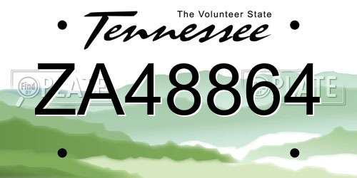 ZA48864 Tennessee License Plate