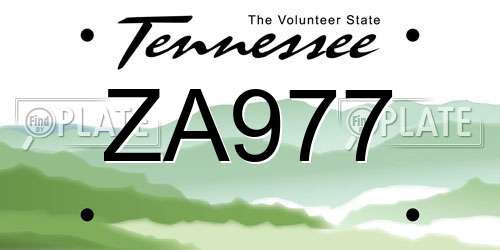 ZA977 Tennessee License Plate