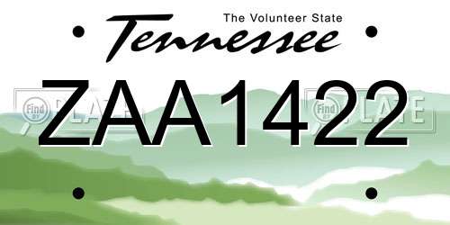 ZAA1422 Tennessee License Plate