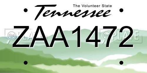 ZAA1472 Tennessee License Plate