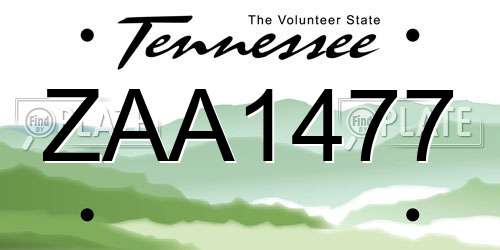 ZAA1477 Tennessee License Plate