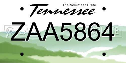 ZAA5864 Tennessee License Plate