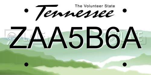 ZAA5B6A Tennessee License Plate