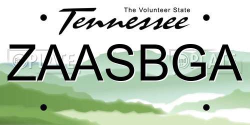 ZAASBGA Tennessee License Plate