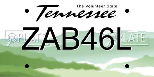 ZAB46L Tennessee License Plate