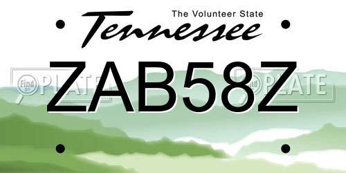 ZAB58Z Tennessee License Plate