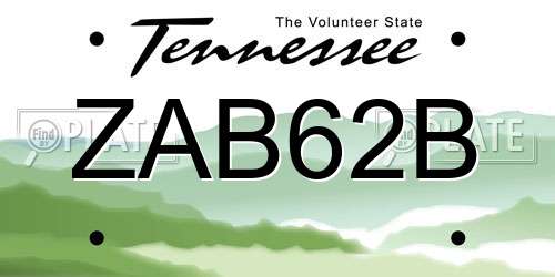 ZAB62B Tennessee License Plate