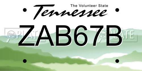 ZAB67B Tennessee License Plate
