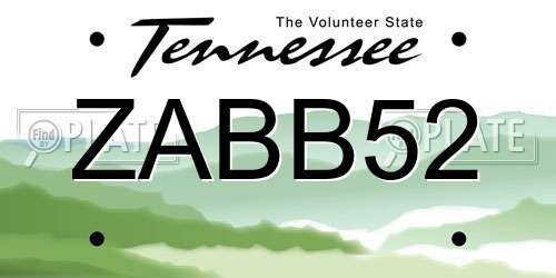 ZABB52 Tennessee License Plate