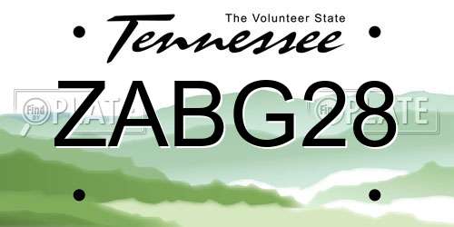 ZABG28 Tennessee License Plate
