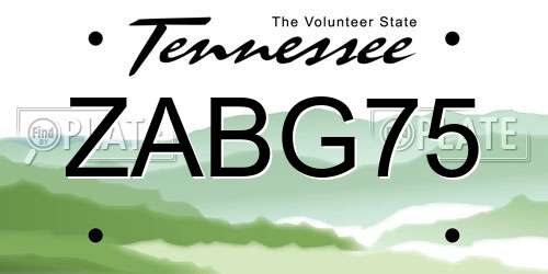 ZABG75 Tennessee License Plate