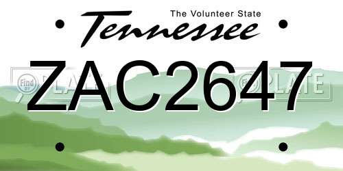 ZAC2647 Tennessee License Plate