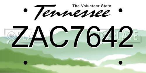ZAC7642 Tennessee License Plate