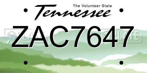 ZAC7647 Tennessee License Plate