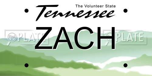 ZACH Tennessee License Plate