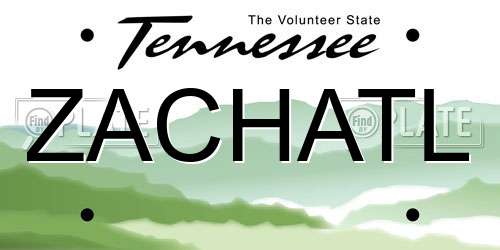 ZACHATL Tennessee License Plate