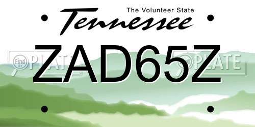 ZAD65Z Tennessee License Plate