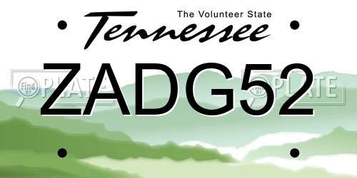 ZADG52 Tennessee License Plate