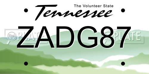 ZADG87 Tennessee License Plate