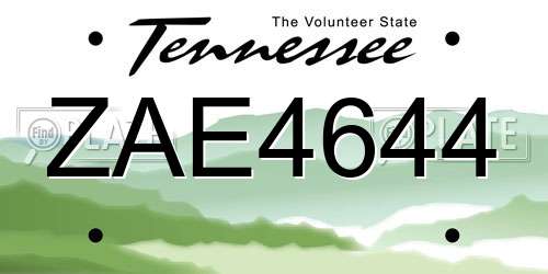 ZAE4644 Tennessee License Plate