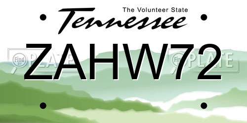 ZAHW72 Tennessee License Plate