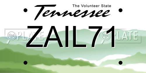 ZAIL71 Tennessee License Plate