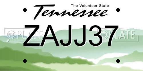 ZAJJ37 Tennessee License Plate