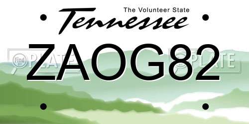ZAOG82 Tennessee License Plate