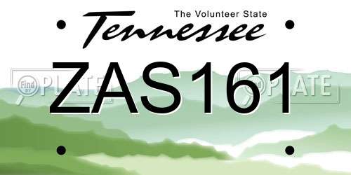 ZAS161 Tennessee License Plate
