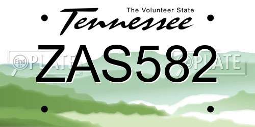 ZAS582 Tennessee License Plate