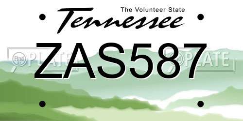 ZAS587 Tennessee License Plate