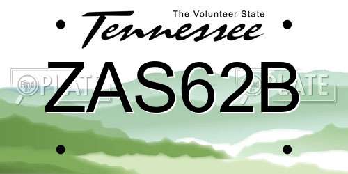 ZAS62B Tennessee License Plate
