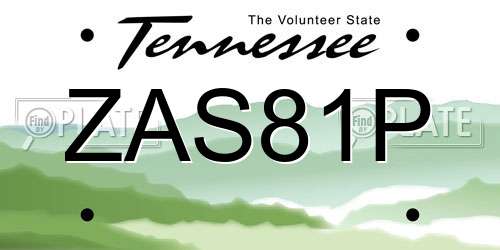 ZAS81P Tennessee License Plate