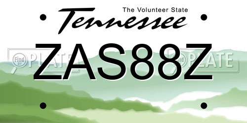 ZAS88Z Tennessee License Plate