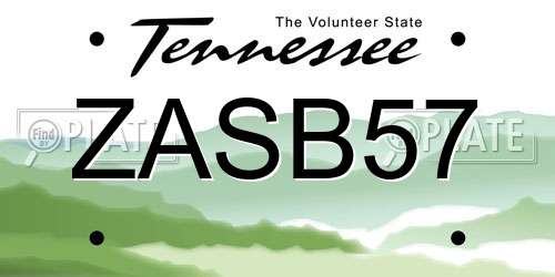 ZASB57 Tennessee License Plate